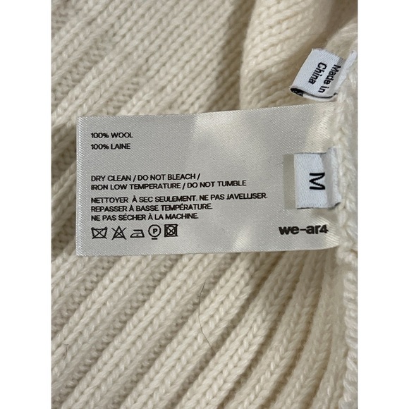 WE-AR4 The Asymmetrical Turtleneck Women’s Medium Beige Wool Sweater - Picture 17 of 17